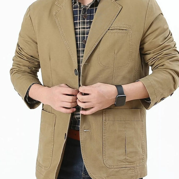 Men's 100% Cotton Button - Up Lapel Collar Blazer (M–5XL) - My Wear Clothing Co