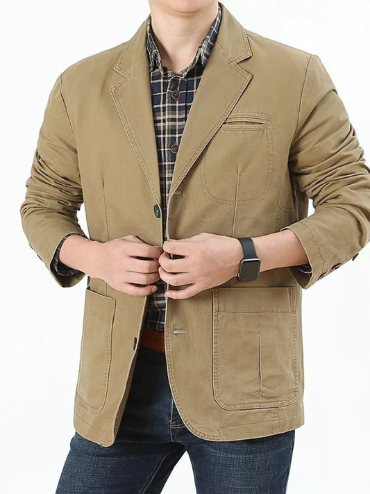 Men's 100% Cotton Button - Up Lapel Collar Blazer (M–5XL) - My Wear Clothing Co