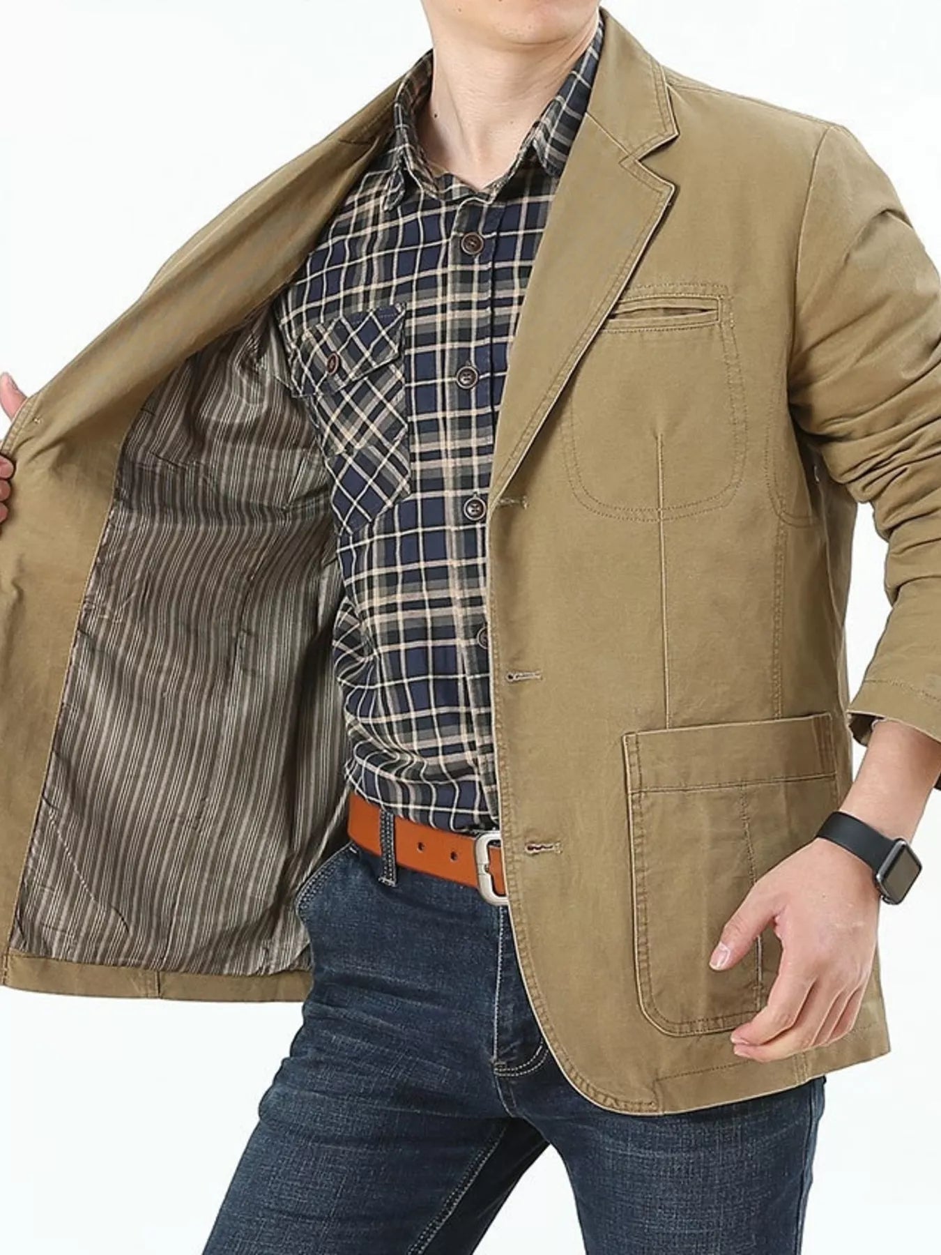 Men's 100% Cotton Button - Up Lapel Collar Blazer (M–5XL) - My Wear Clothing Co