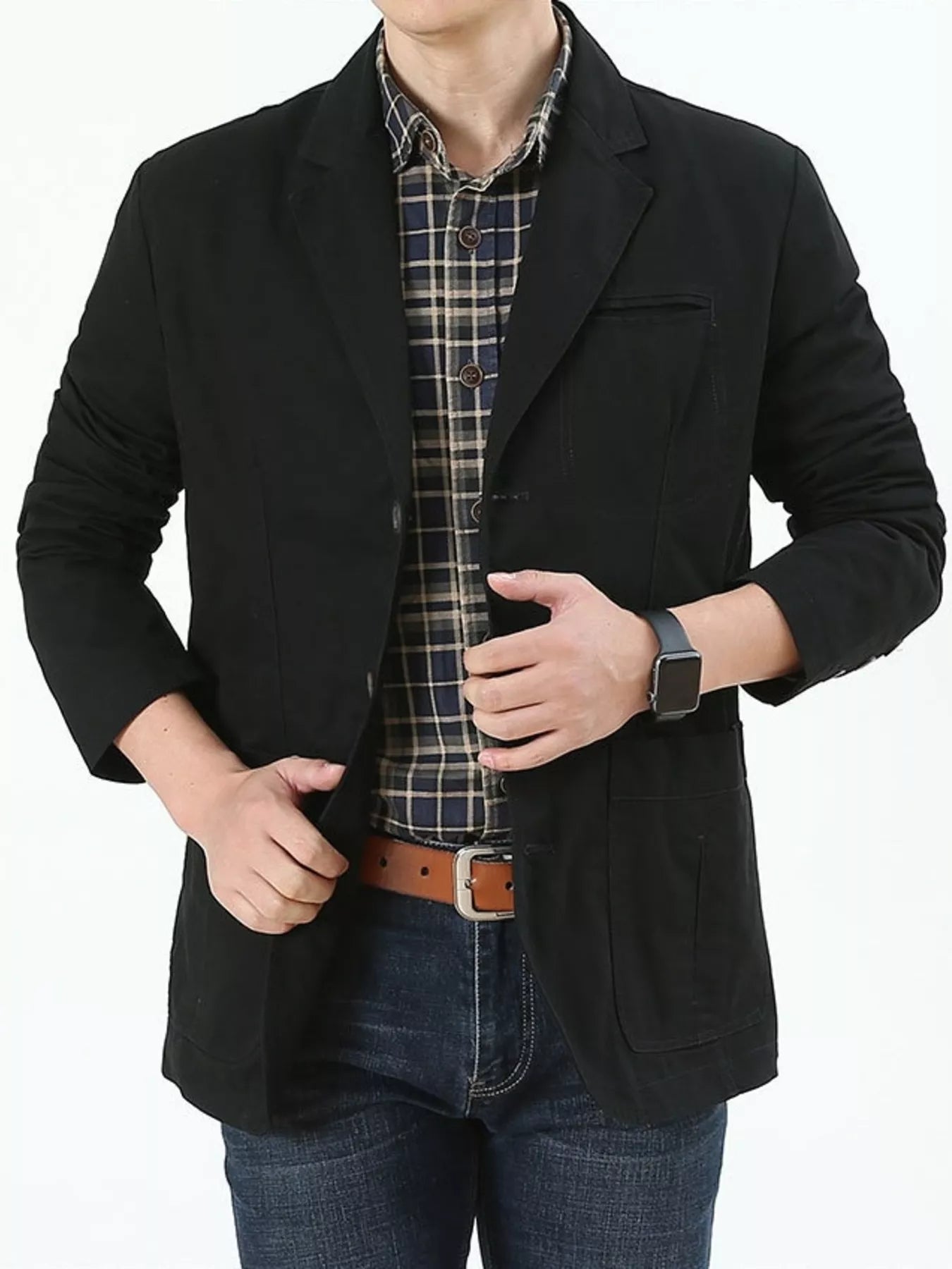 Men's 100% Cotton Button - Up Lapel Collar Blazer (M–5XL) - My Wear Clothing Co