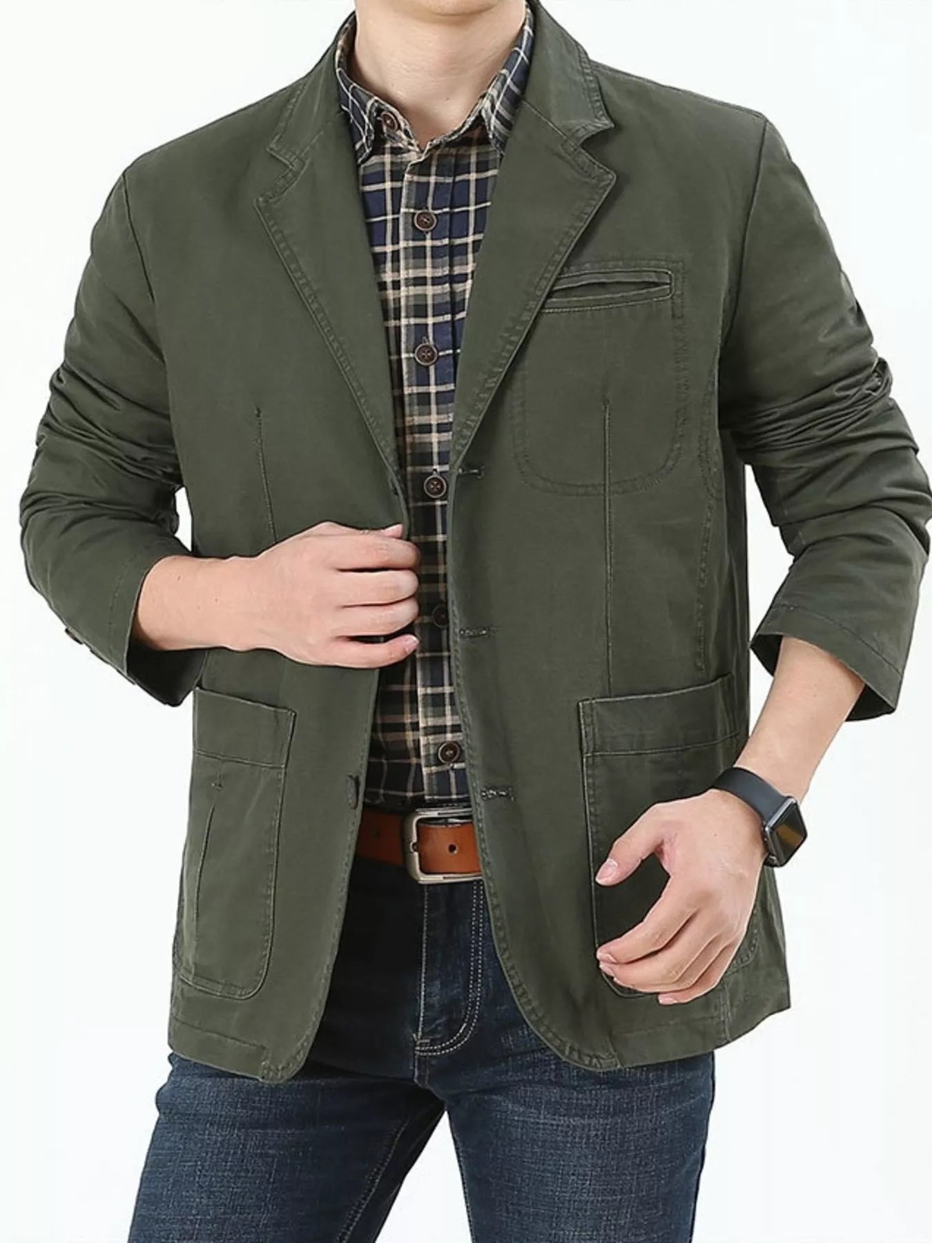Men's 100% Cotton Button - Up Lapel Collar Blazer (M–5XL) - My Wear Clothing Co