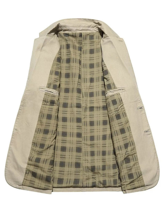 Men's 100% Cotton Casual Button - Up Blazer with Plaid Lining - My Wear Clothing Co