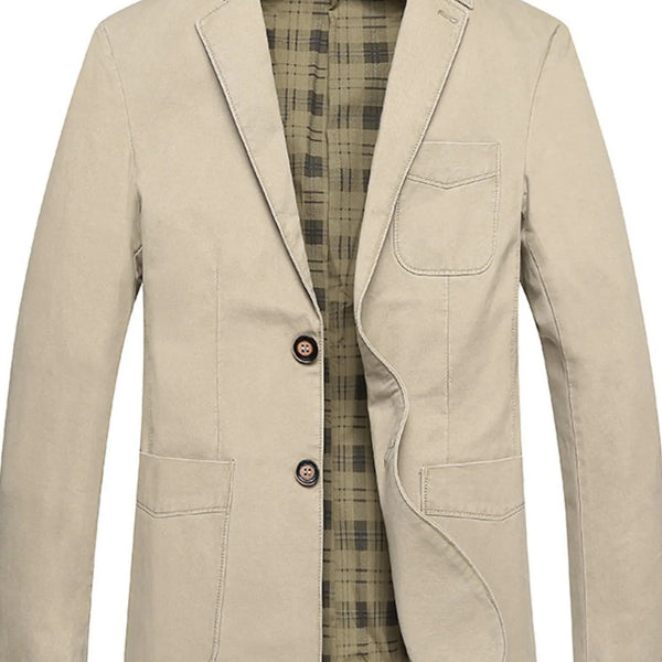 Men's 100% Cotton Casual Button - Up Blazer with Plaid Lining - My Wear Clothing Co