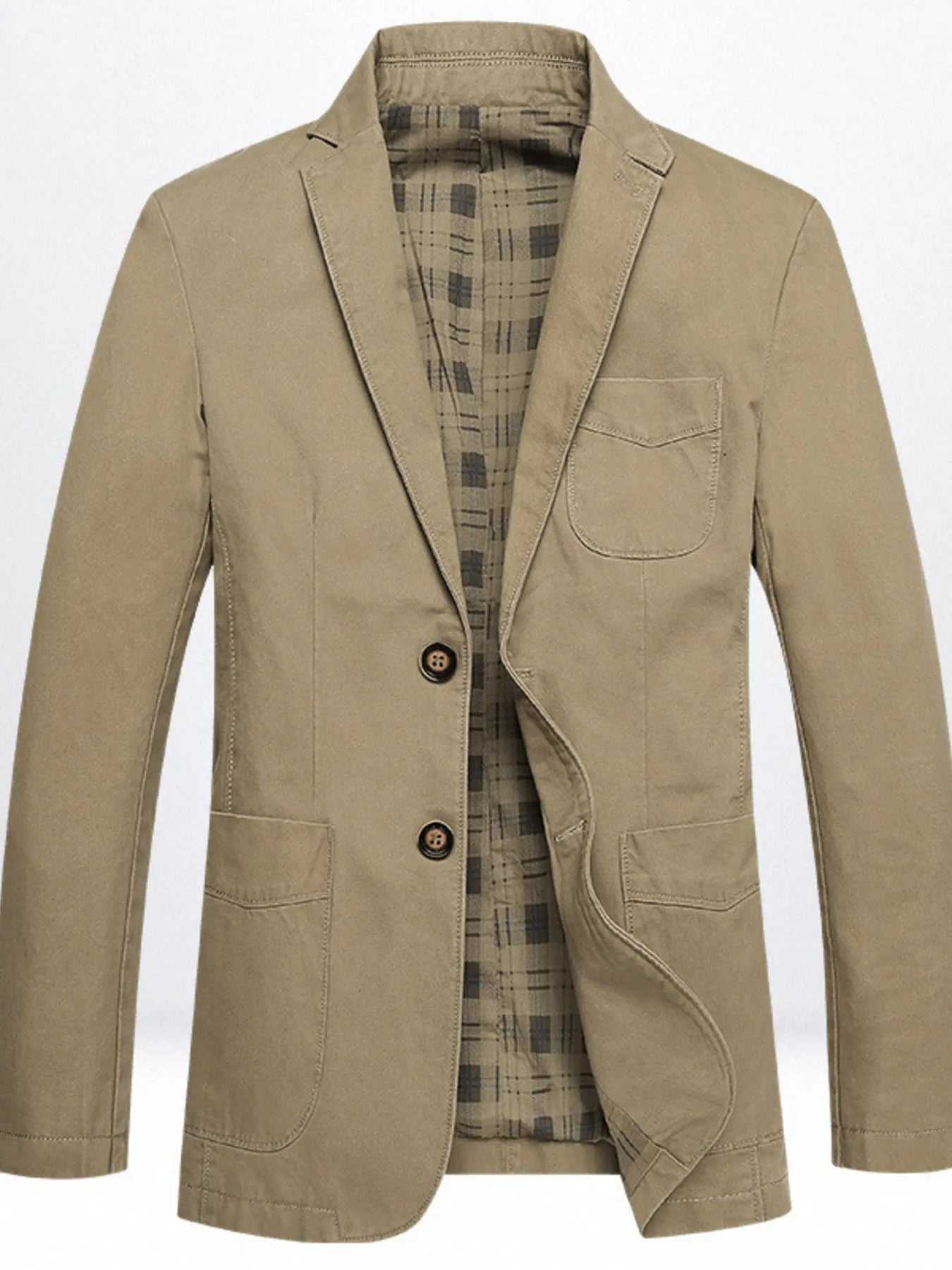 Men's 100% Cotton Casual Button - Up Blazer with Plaid Lining - My Wear Clothing Co