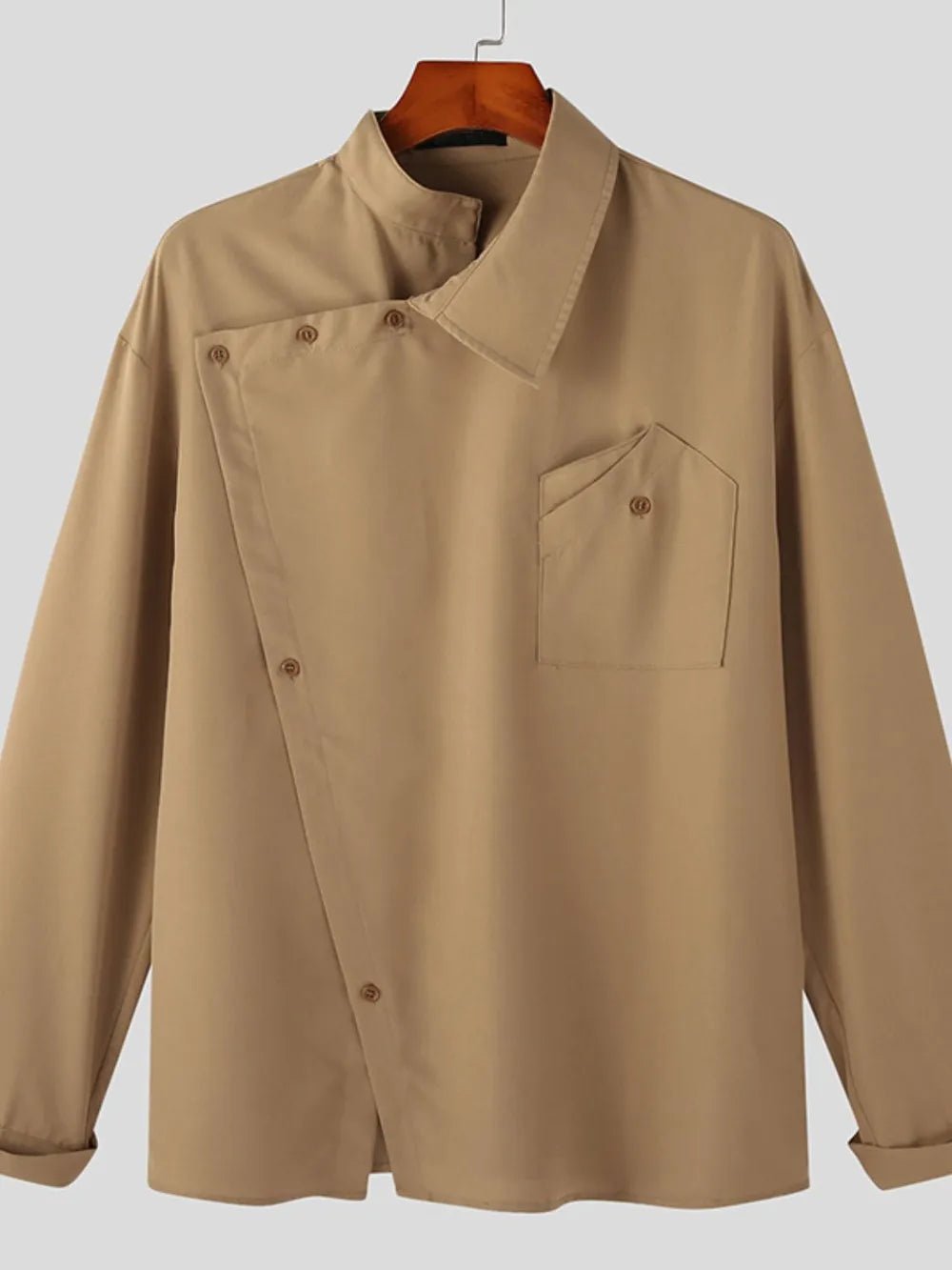 Men's Asymmetrical Long Sleeve Shirt (S–2XL) – Modern Edge, Everyday Comfort - My Wear Clothing Co