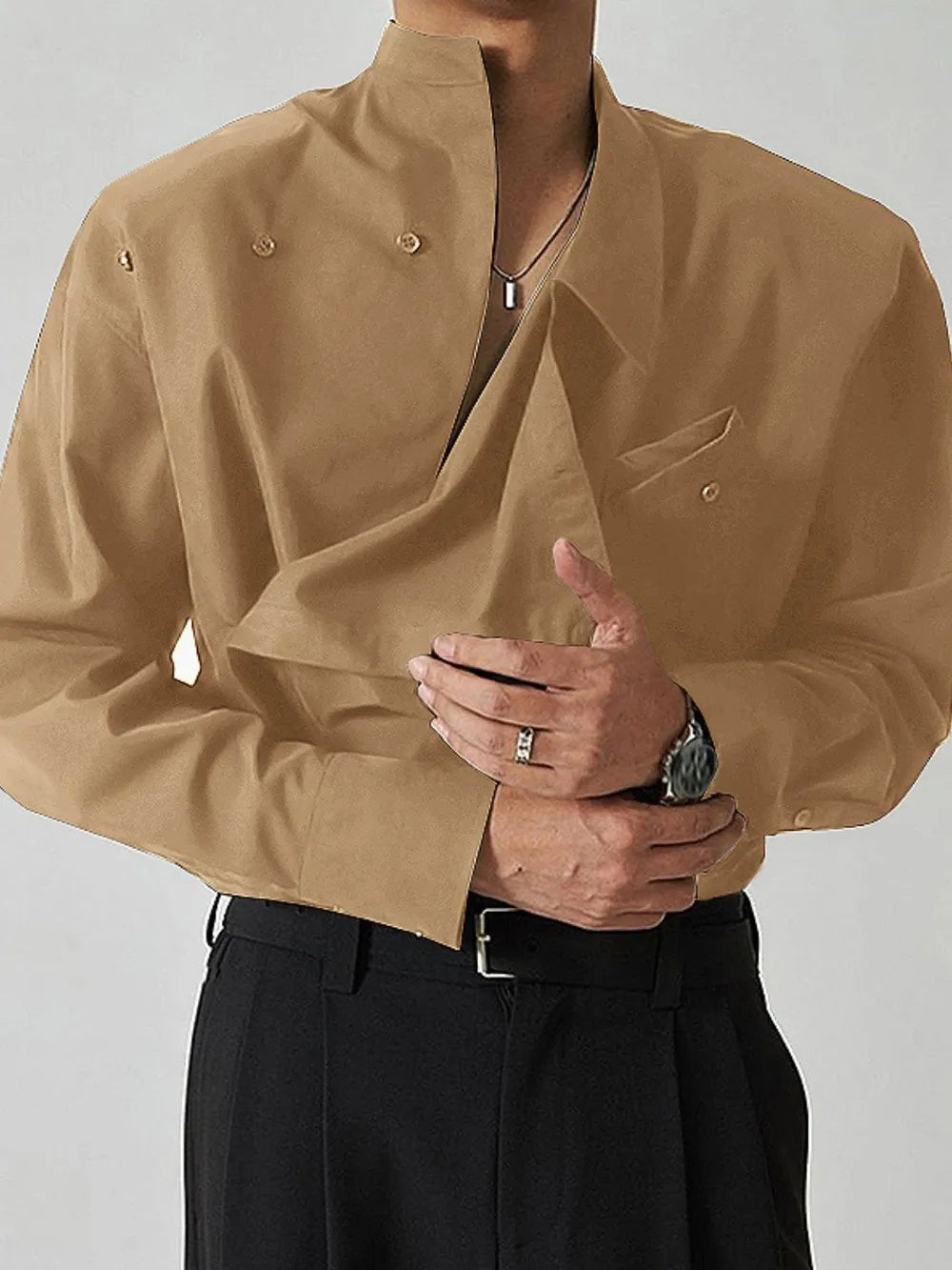 Men's Asymmetrical Long Sleeve Shirt (S–2XL) – Modern Edge, Everyday Comfort - My Wear Clothing Co