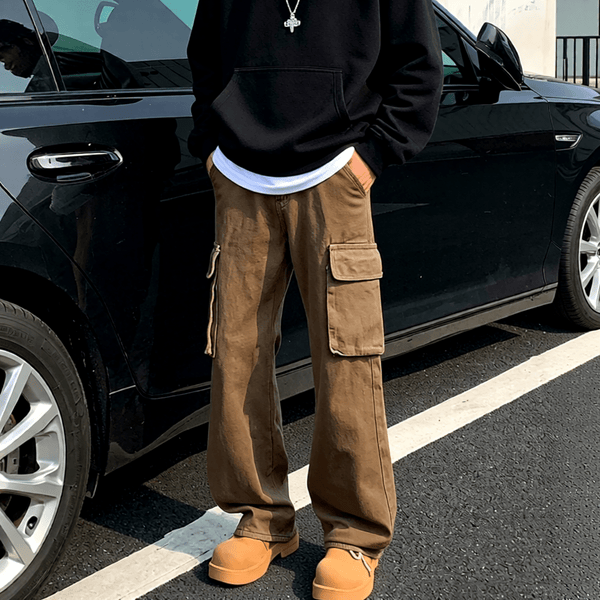 Men’s Brown Loose Fit Cargo Pants – Multi - Pocket, Size Inclusive (S–3XL) - My Wear Clothing Co