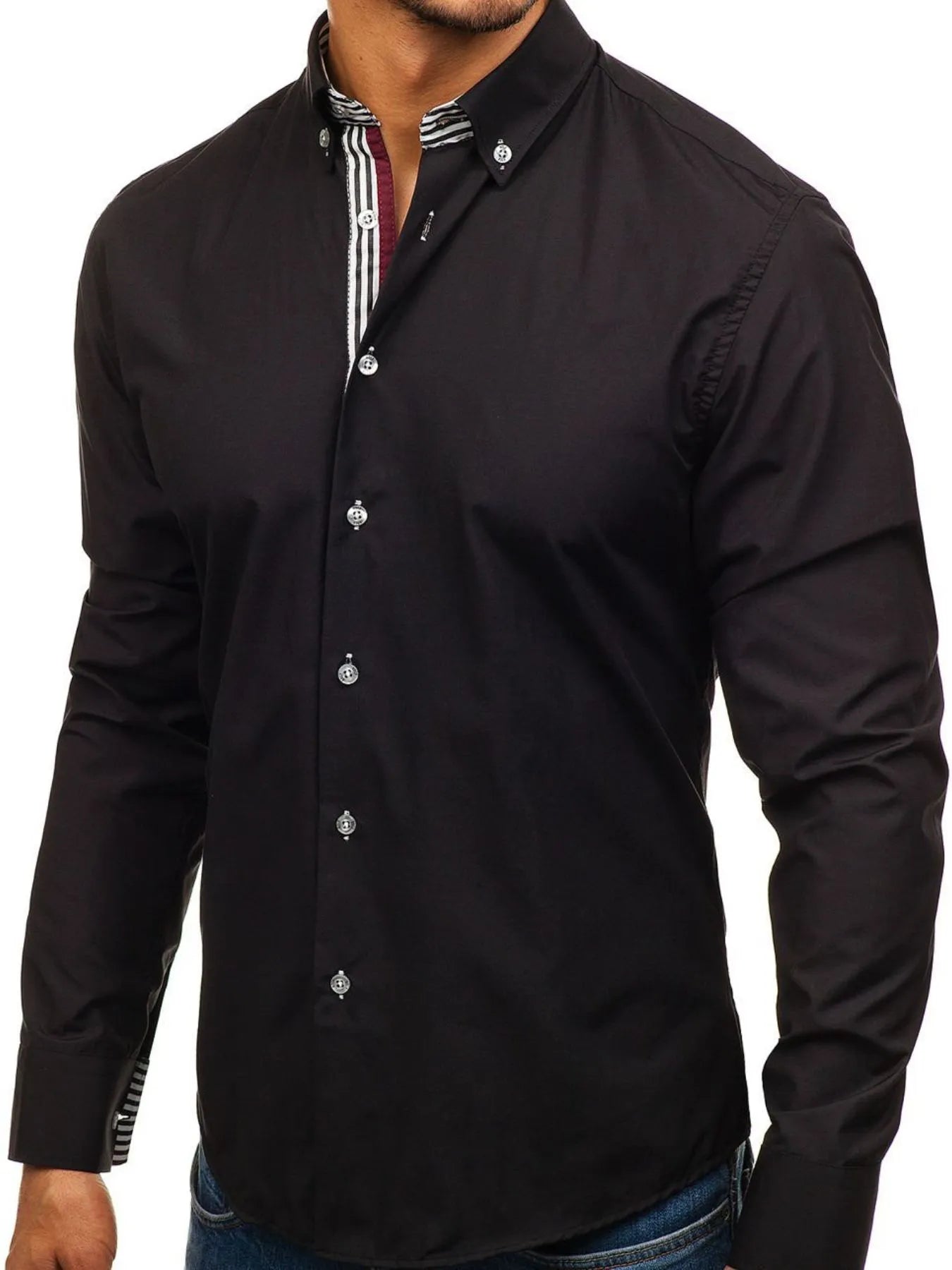 Men's Button - Down Shirt with Striped Detail - My Wear Clothing Co