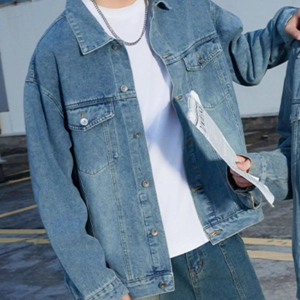 Men's Button Up Long Sleeve Denim Jacket - My Wear Clothing Co