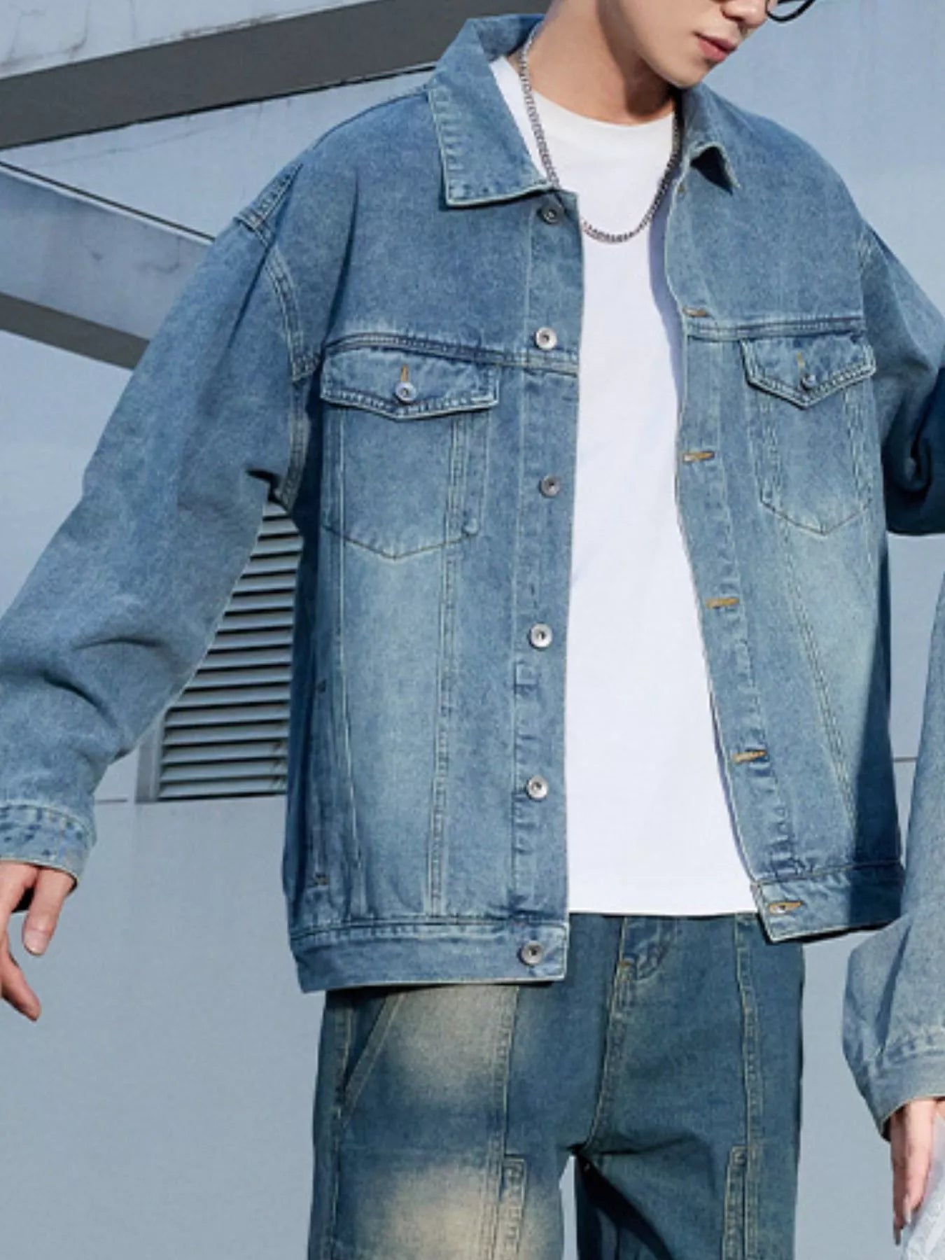 Men's Button Up Long Sleeve Denim Jacket - My Wear Clothing Co