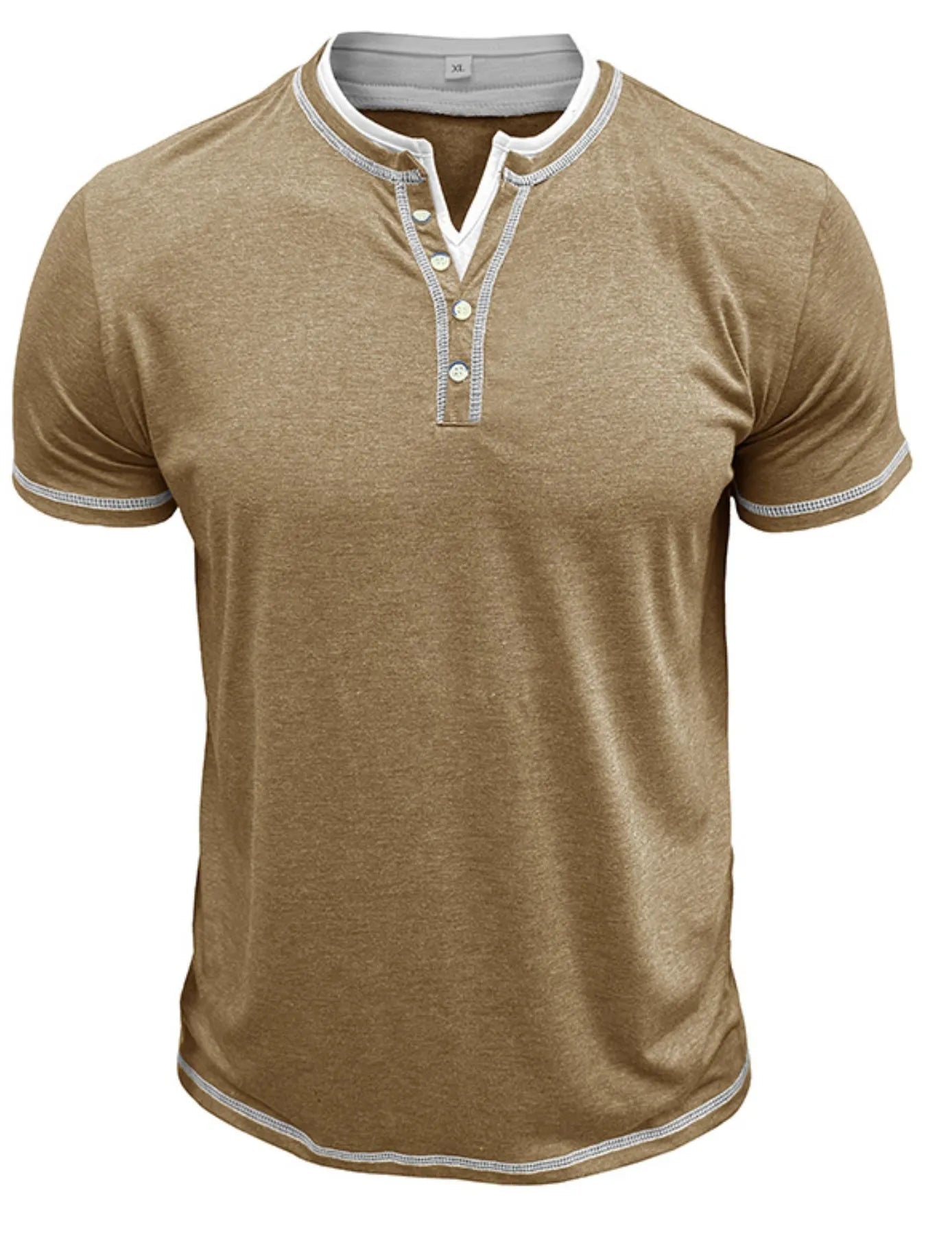 Men's Casual Henley Polo Shirt with Contrast Trim - Everyday Comfort - My Wear Clothing Co