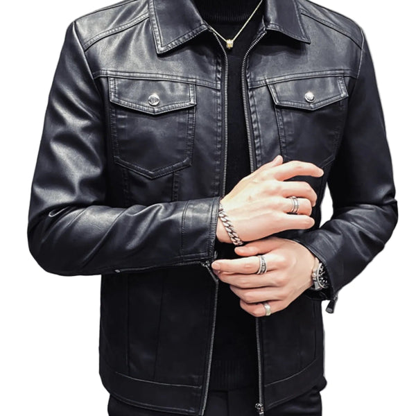 Men's Classic Fit Faux Leather Jacket - Wear It Your Way - My Wear Clothing Co