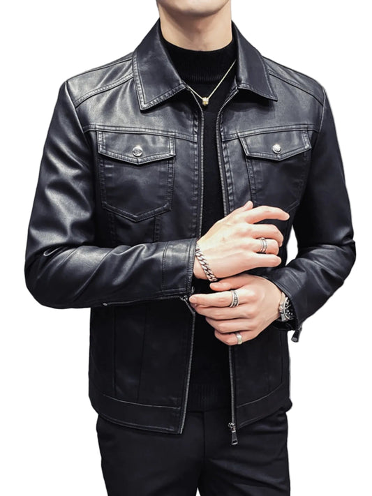Men's Classic Fit Faux Leather Jacket - Wear It Your Way - My Wear Clothing Co