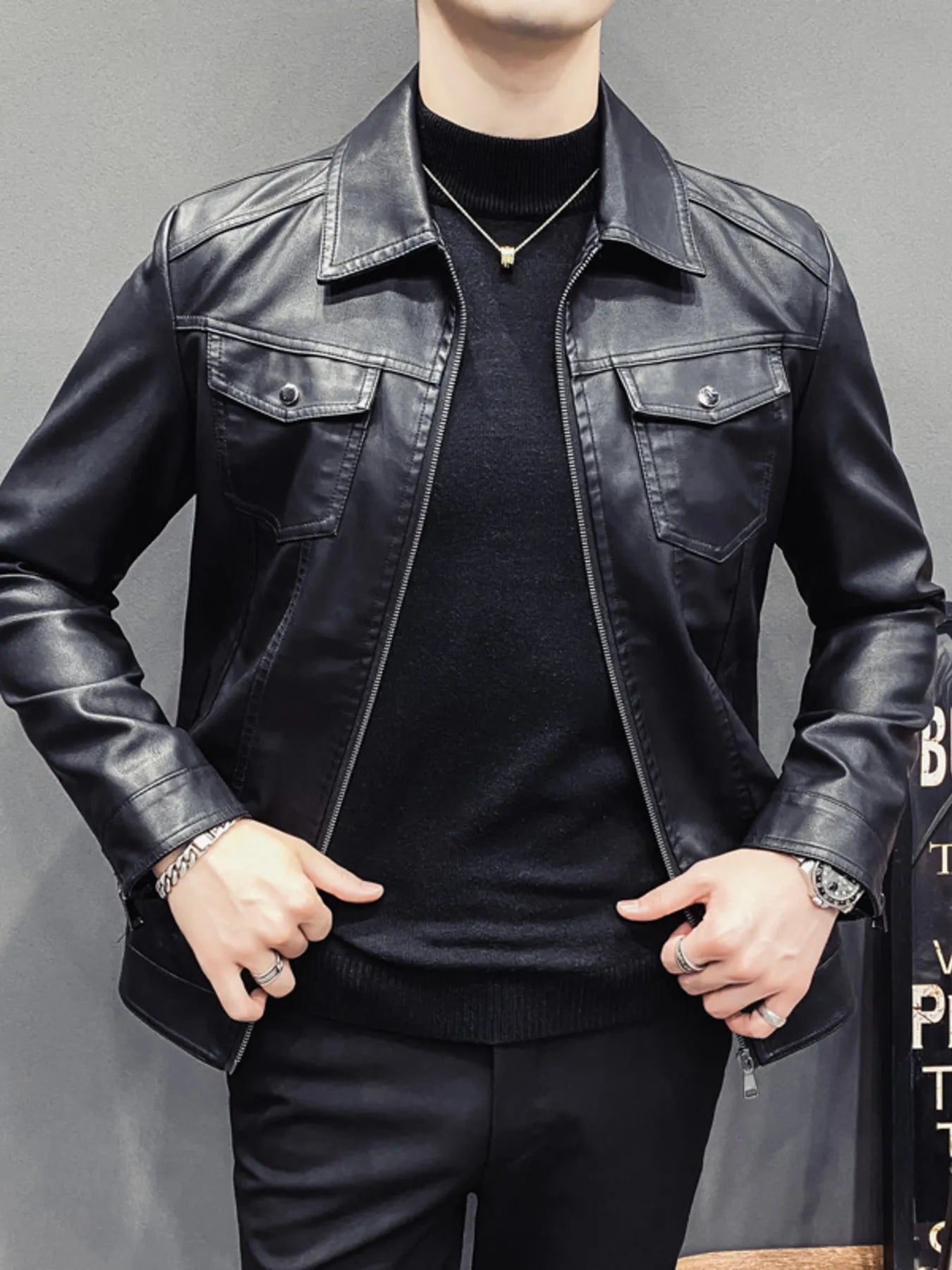 Men's Classic Fit Faux Leather Jacket - Wear It Your Way - My Wear Clothing Co