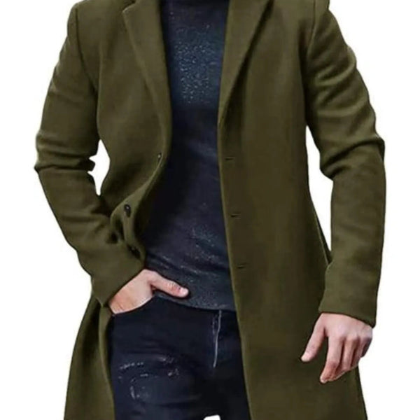 Men's Classic Long Sleeve Overcoat (M–3XL) – Timeless Warmth, Tailored Style - My Wear Clothing Co