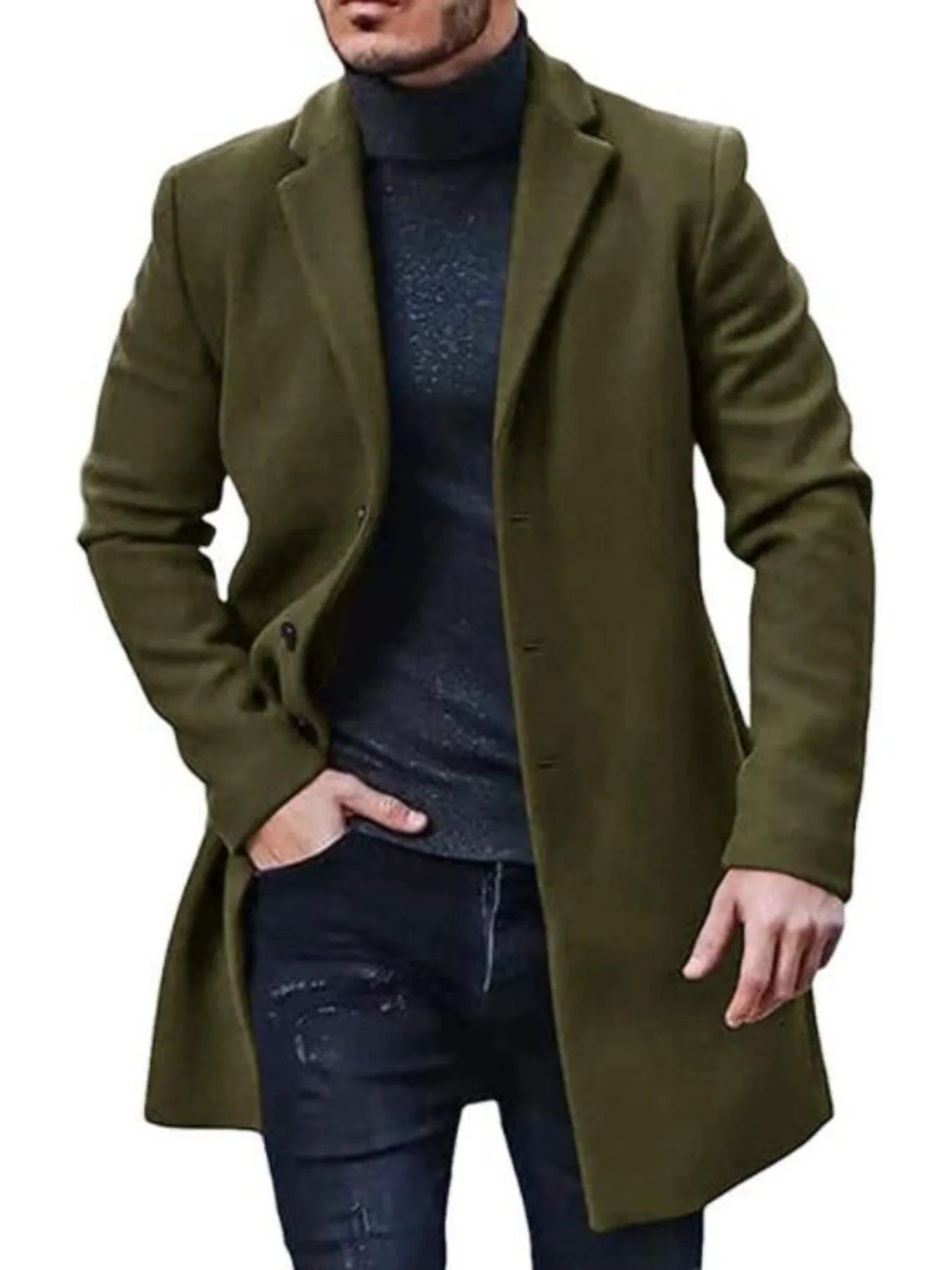 Men's Classic Long Sleeve Overcoat (M–3XL) – Timeless Warmth, Tailored Style - My Wear Clothing Co
