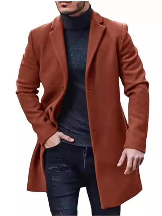 Men's Classic Long Sleeve Overcoat (M–3XL) – Timeless Warmth, Tailored Style - My Wear Clothing Co
