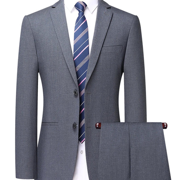 Men’s Dark Grey Lapel Collar Blazer & Pants Suit Set - My Wear Clothing Co