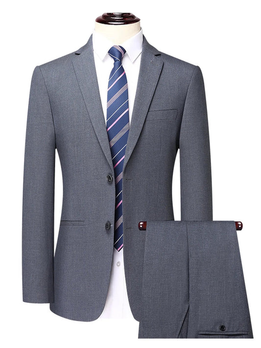 Men’s Dark Grey Lapel Collar Blazer & Pants Suit Set - My Wear Clothing Co