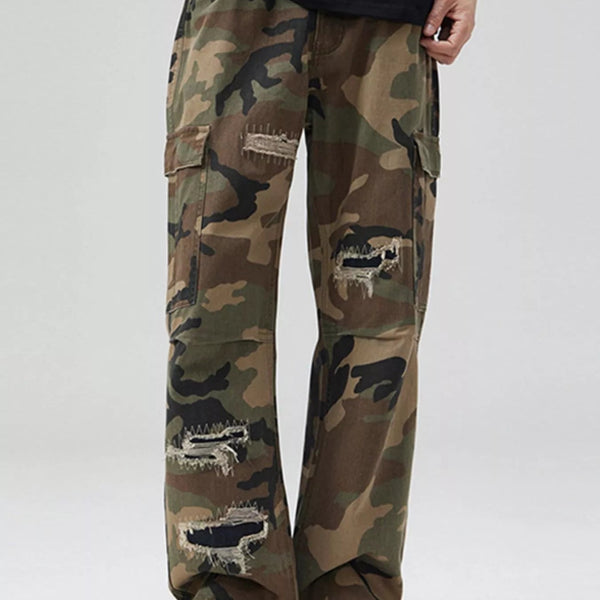 Men's Distressed Camouflage Cargo Pants - My Wear Clothing Co