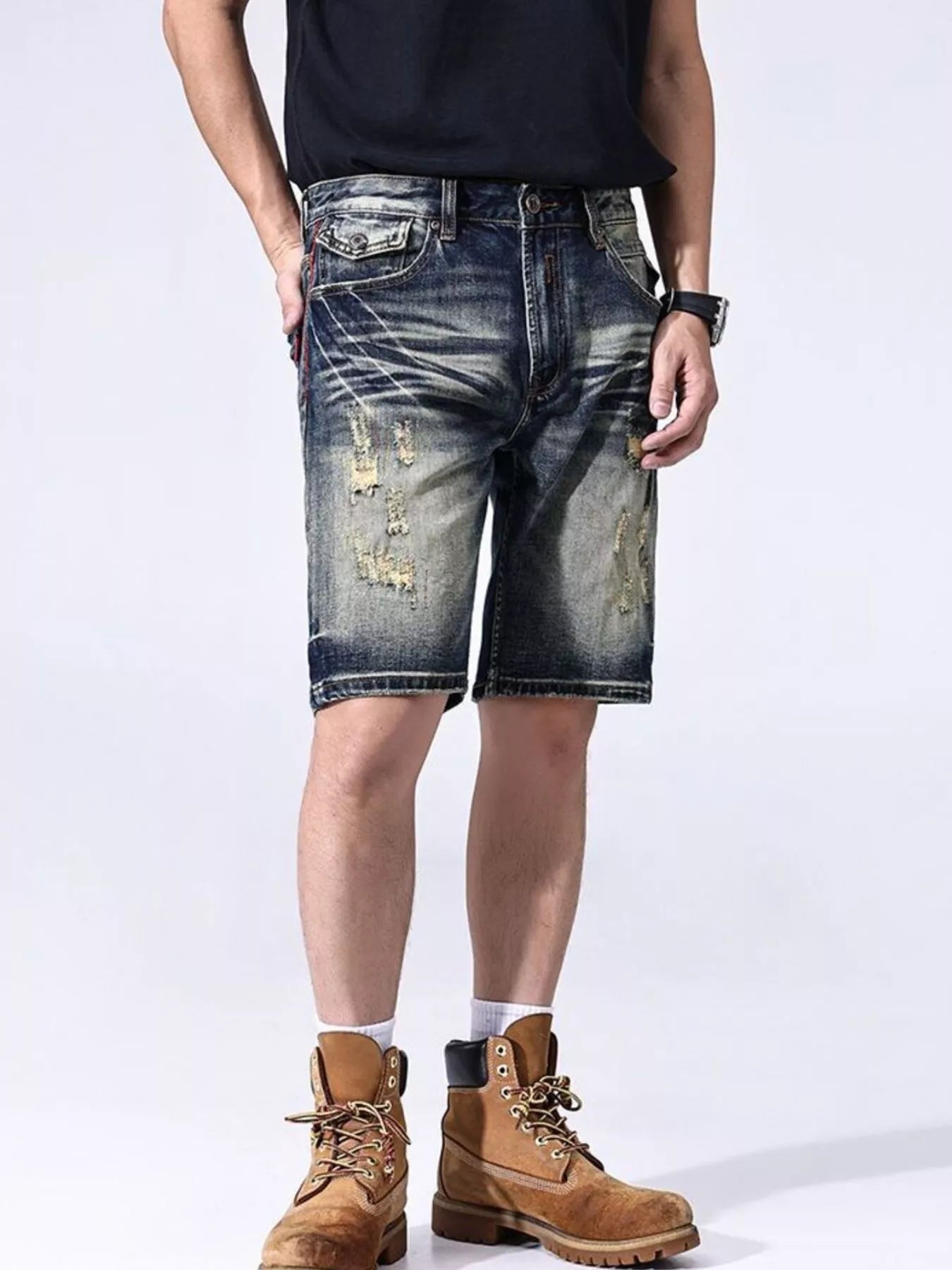 Men's Distressed Denim Shorts - Made to move - My Wear Clothing Co
