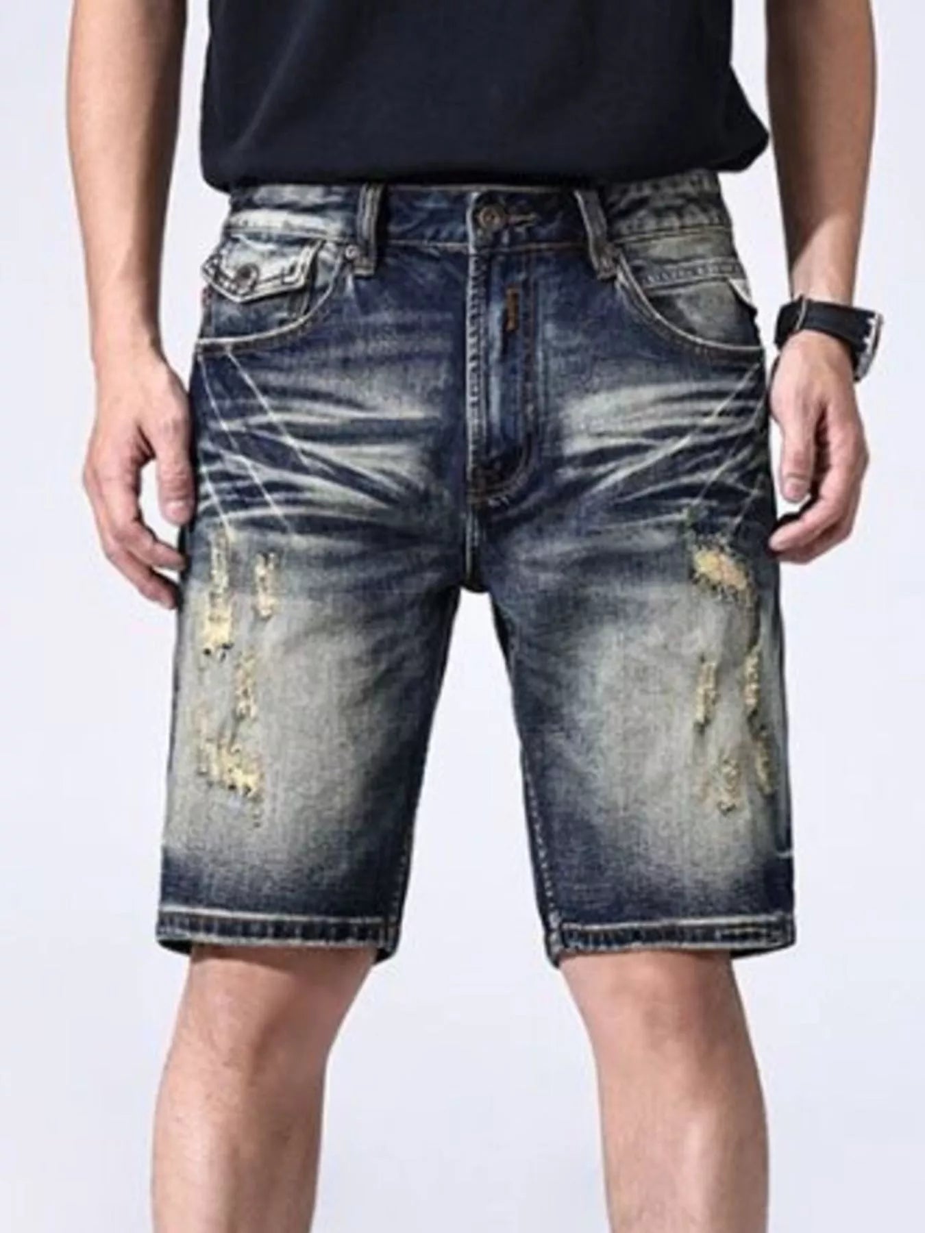 Men's Distressed Denim Shorts - Made to move - My Wear Clothing Co