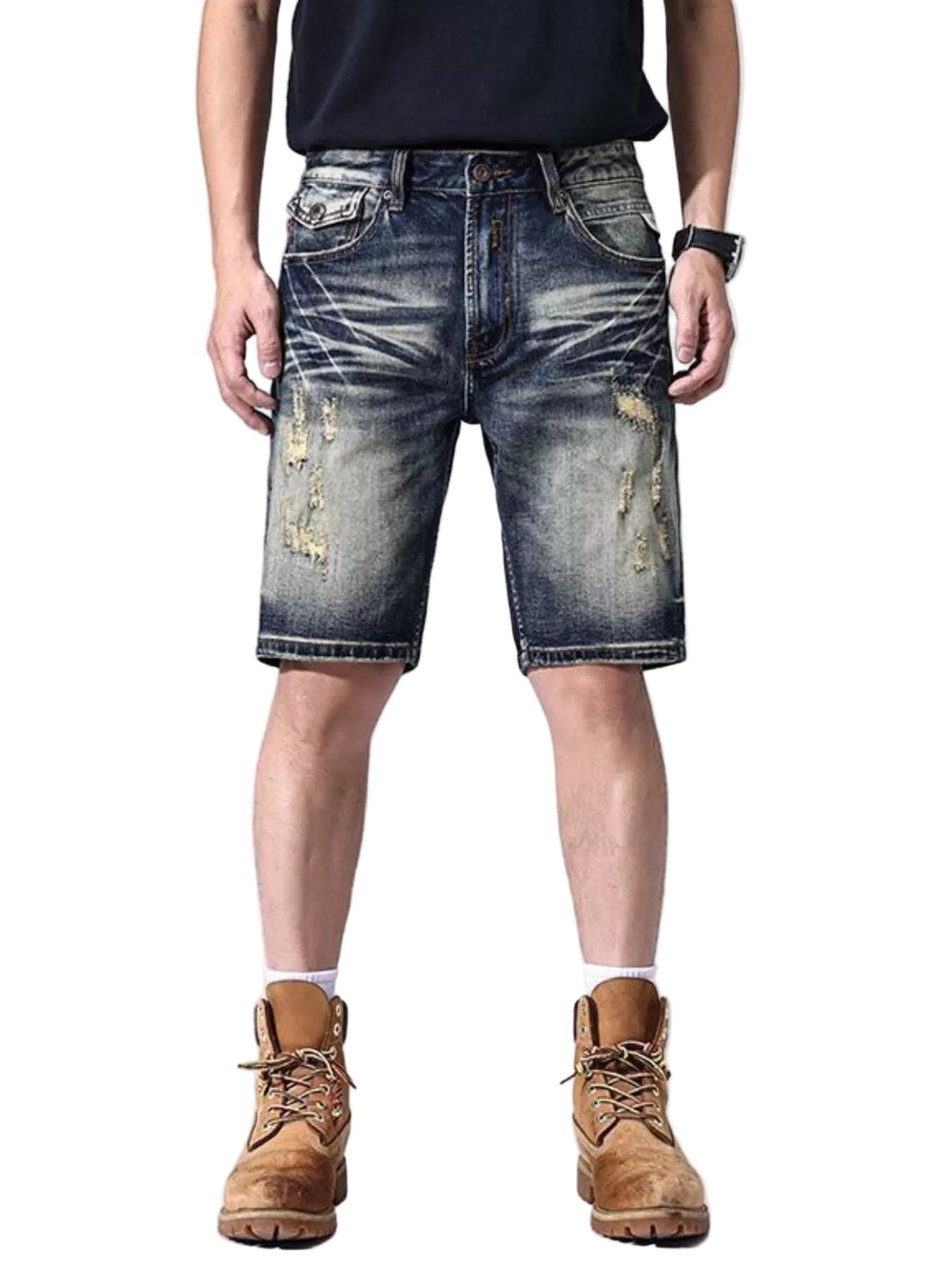 Men's Distressed Denim Shorts - Made to move - My Wear Clothing Co