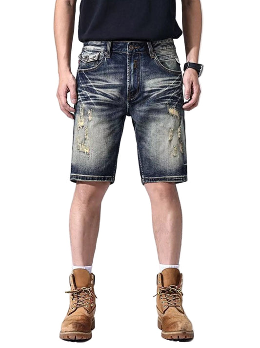 Men's Distressed Denim Shorts - Made to move - My Wear Clothing Co