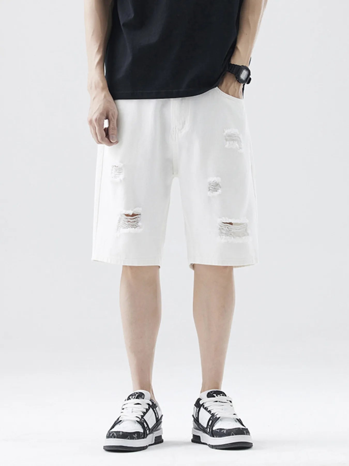 Men's Distressed Denim Shorts - My Wear Clothing Co