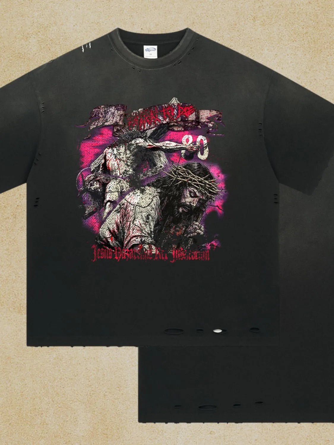 Men's Distressed Detail Round Neck Graphic T-Shirt - My Wear Clothing Co