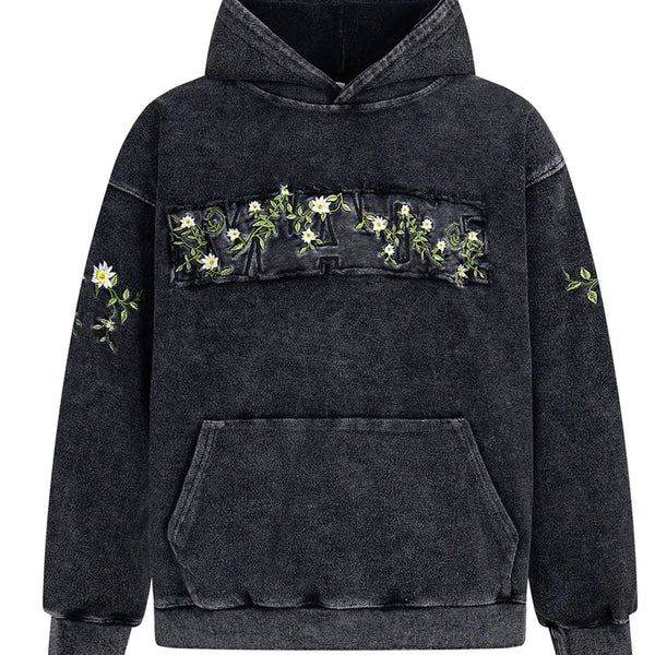 Men's Floral Embroidered Washed Hoodie - My Wear Clothing Co