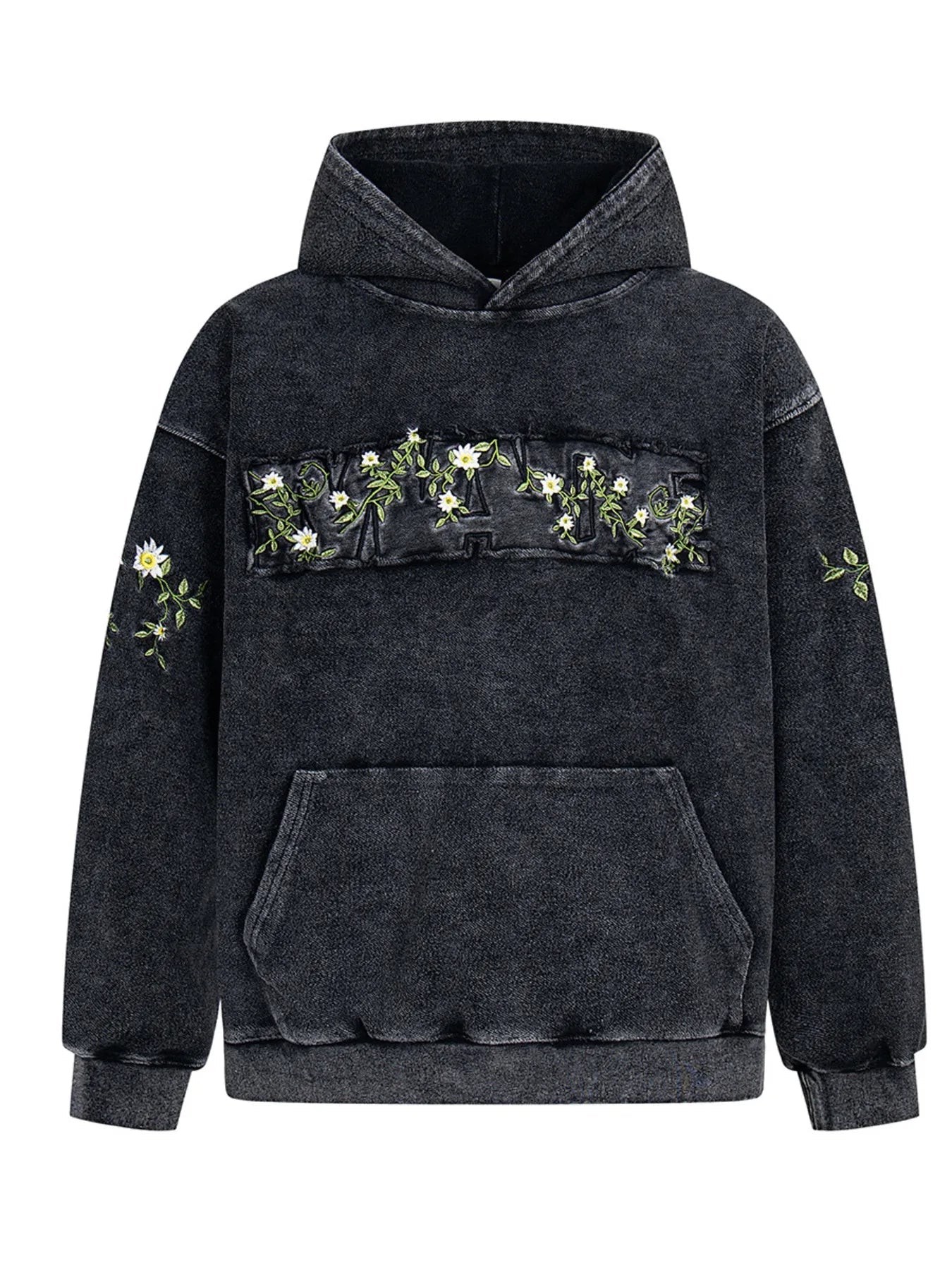 Men's Floral Embroidered Washed Hoodie - My Wear Clothing Co