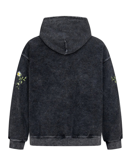 Men's Floral Embroidered Washed Hoodie - My Wear Clothing Co