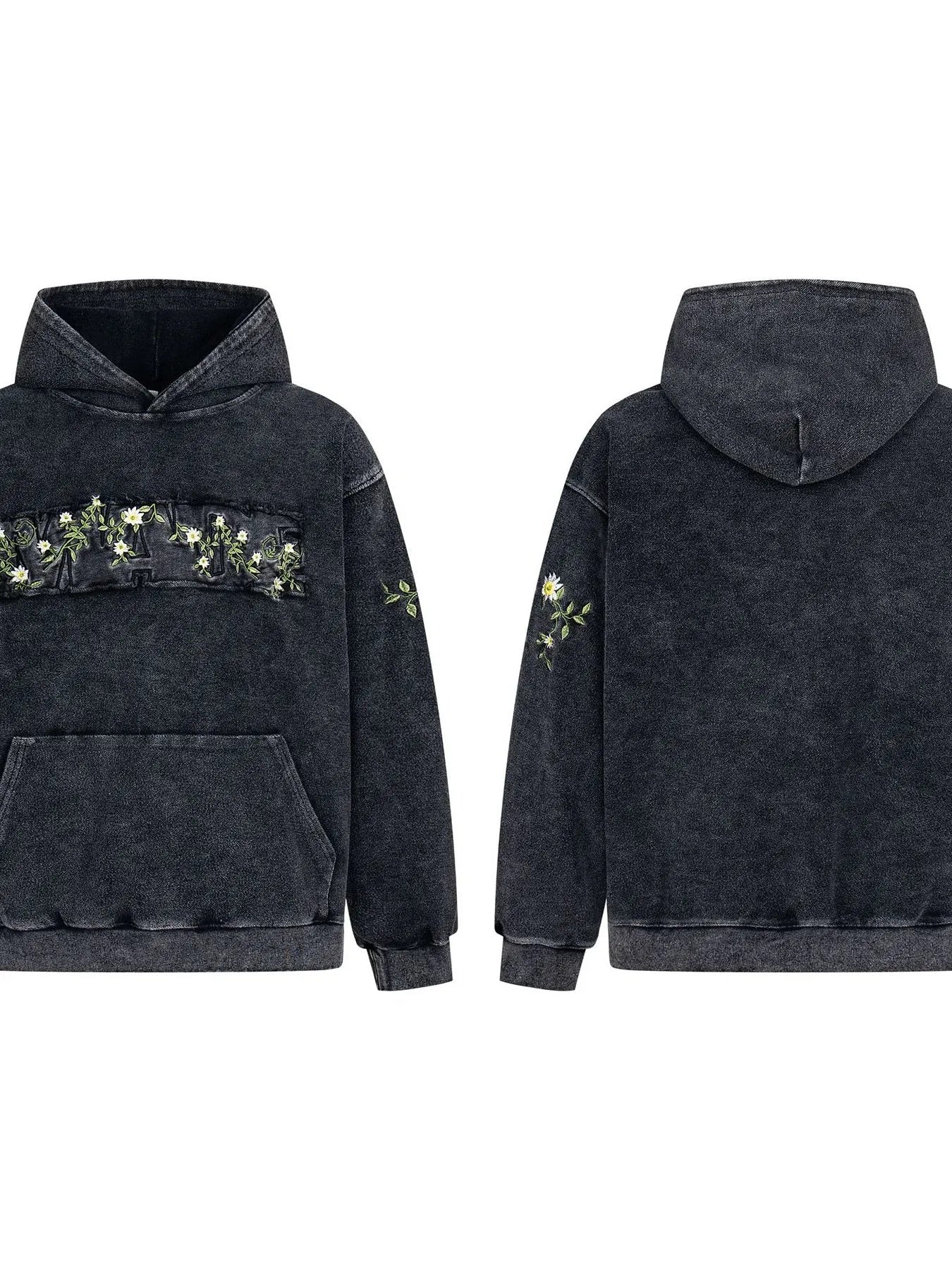 Men's Floral Embroidered Washed Hoodie - My Wear Clothing Co