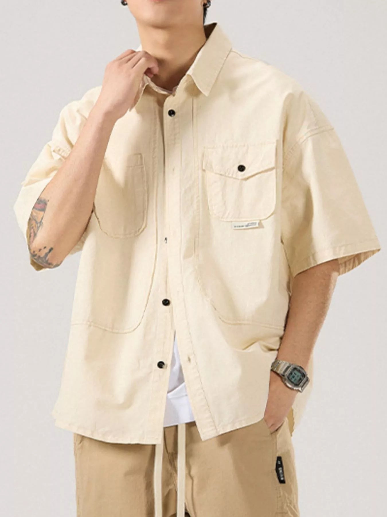 Men's Full Size Button Up Half Sleeve Shirt Plus Size - My Wear Clothing Co