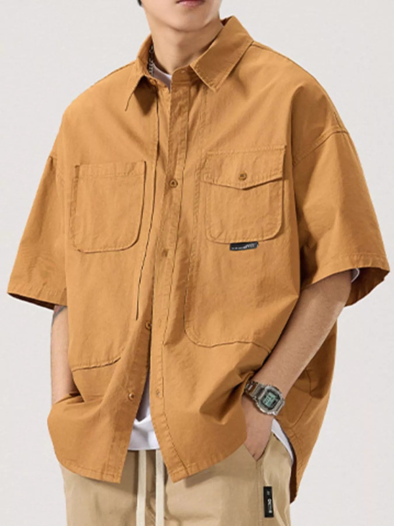 Men's Full Size Button Up Half Sleeve Shirt Plus Size - My Wear Clothing Co