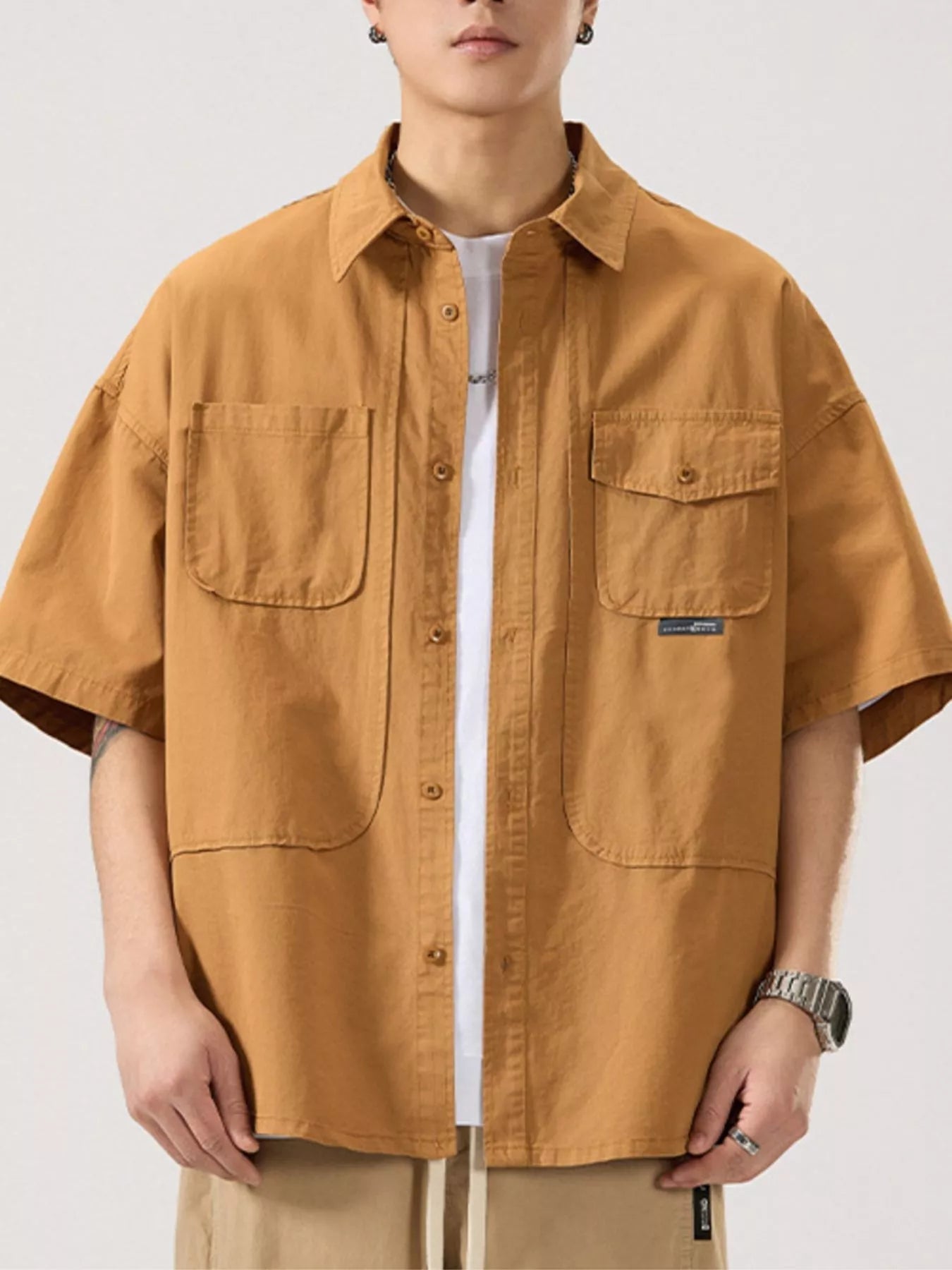 Men's Full Size Button Up Half Sleeve Shirt Plus Size - My Wear Clothing Co