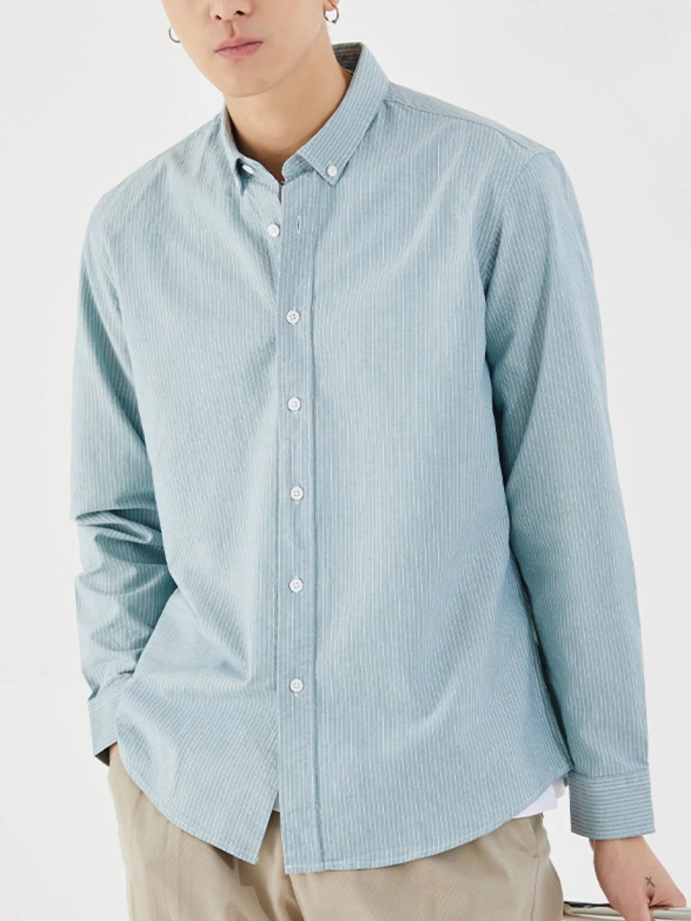 Men's Full Size Striped Button Up Long Sleeve Shirt Plus Size - My Wear Clothing Co