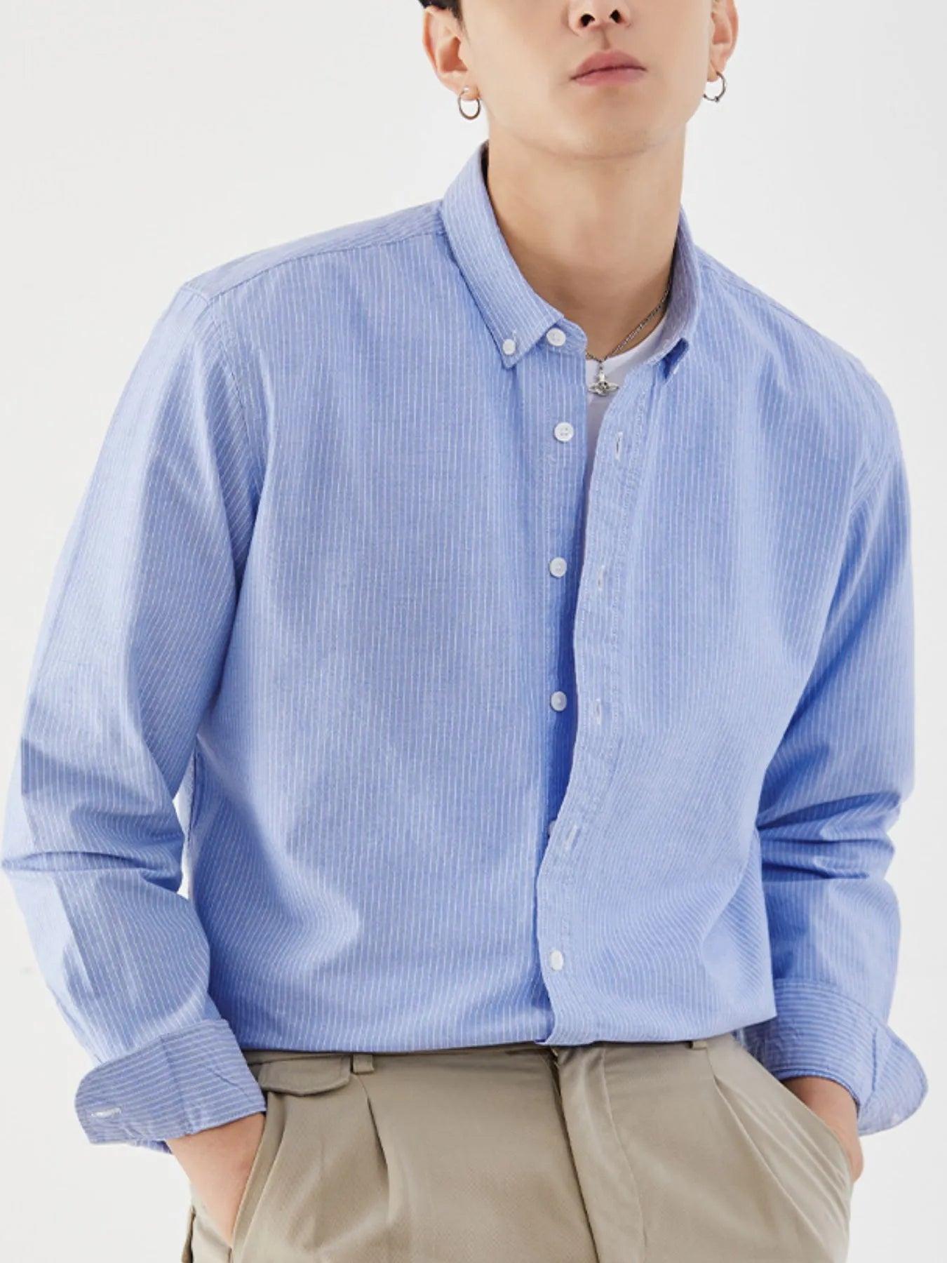 Men's Full Size Striped Button Up Long Sleeve Shirt Plus Size - My Wear Clothing Co