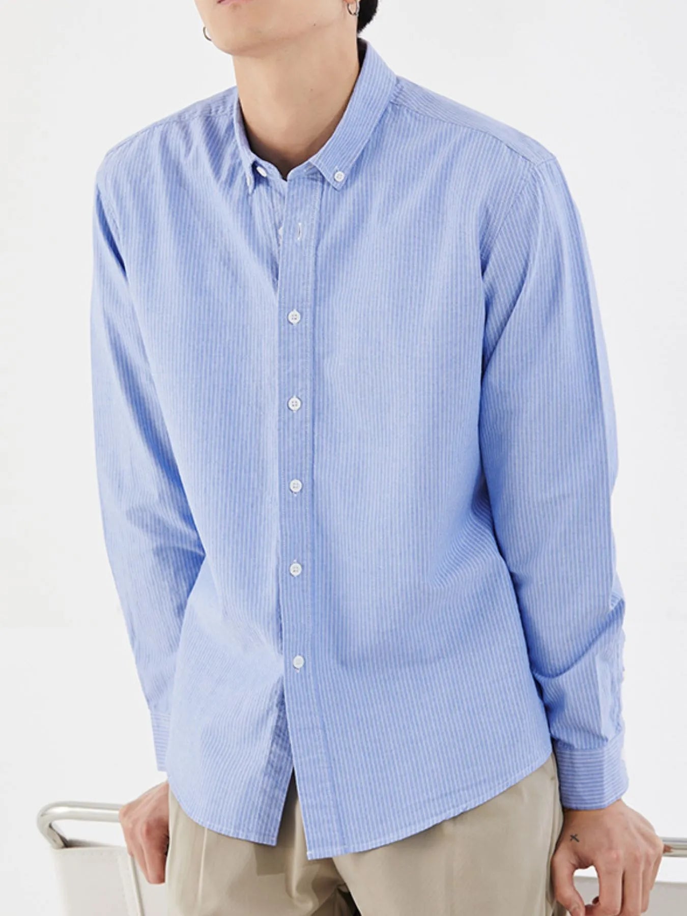 Men's Full Size Striped Button Up Long Sleeve Shirt Plus Size - My Wear Clothing Co