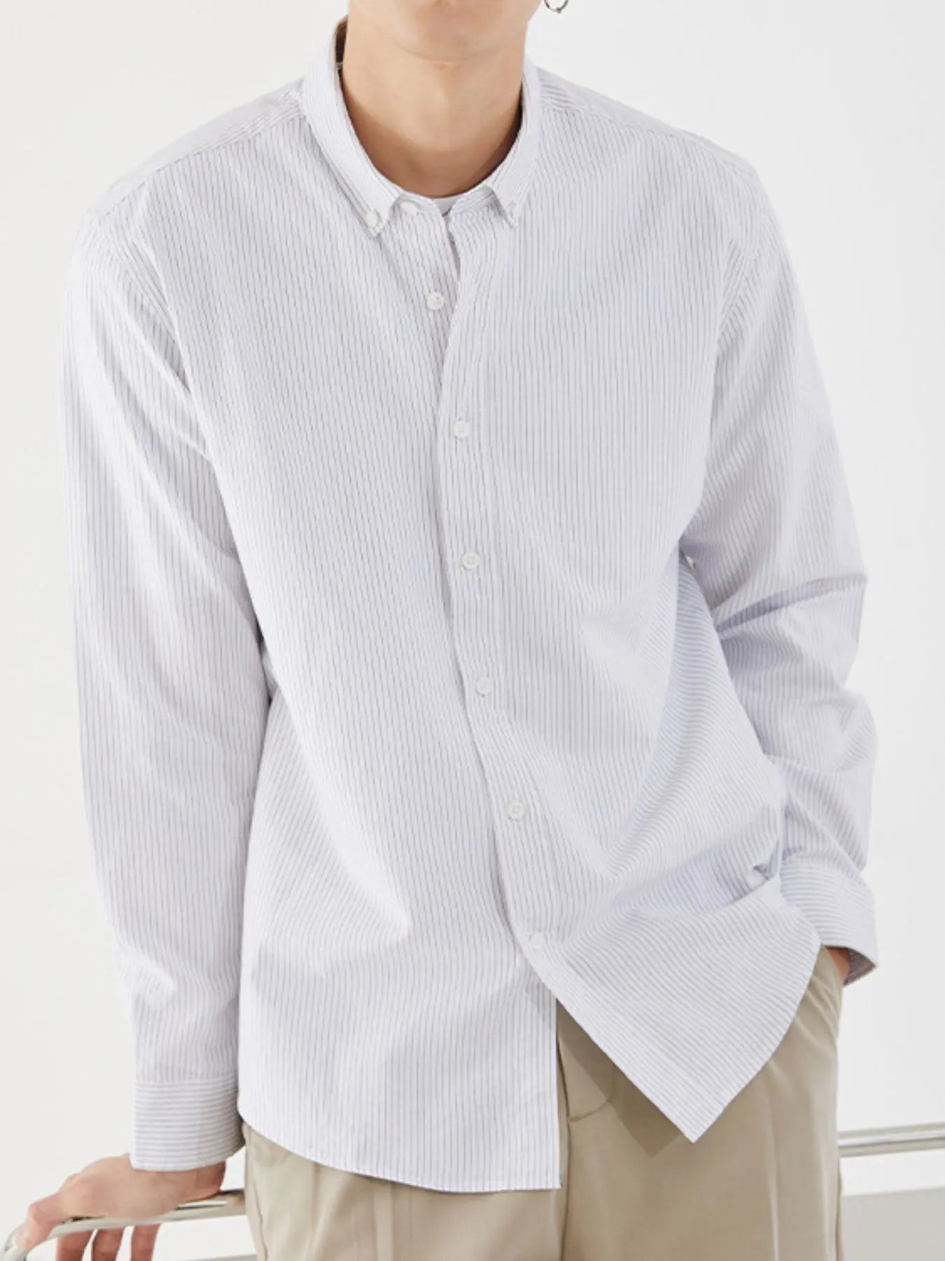 Men's Full Size Striped Button Up Long Sleeve Shirt Plus Size - My Wear Clothing Co