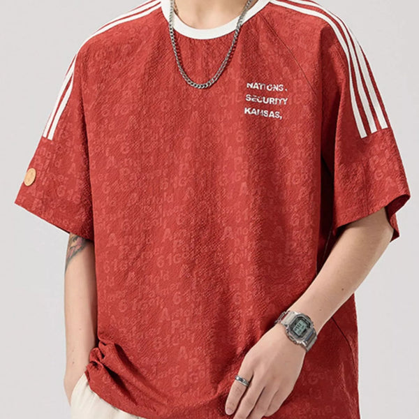 Men's Full Size Striped Shoulder Relaxed Fit T-Shirt Plus Size - My Wear Clothing Co