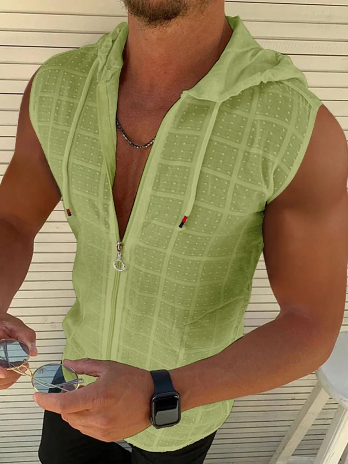 Men's Full Size Zip Up Sleeveless Hooded Top Plus Size - My Wear Clothing Co