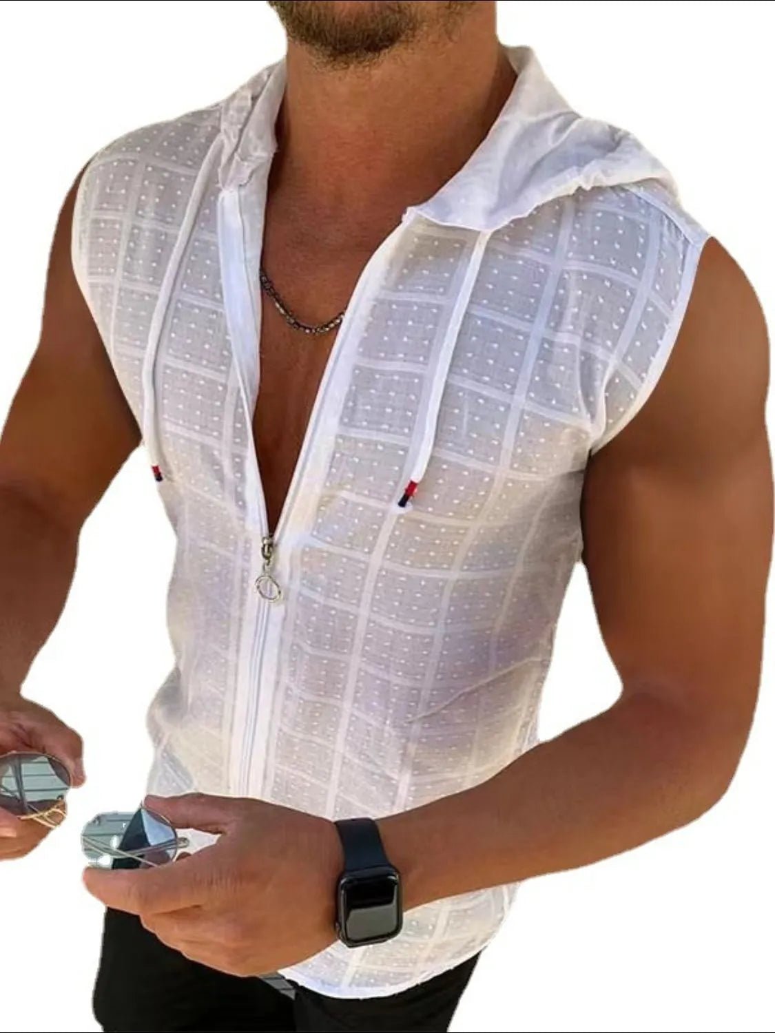 Men's Full Size Zip Up Sleeveless Hooded Top Plus Size - My Wear Clothing Co