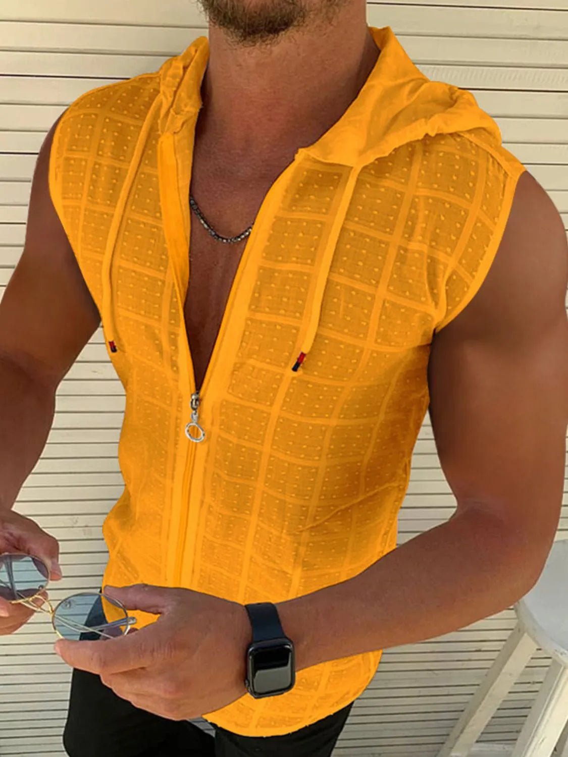 Men's Full Size Zip Up Sleeveless Hooded Top Plus Size - My Wear Clothing Co