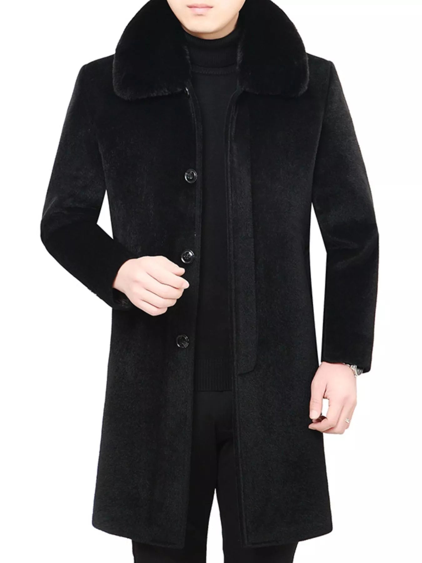 Men's Fur Collar Button - Up Overcoat Wear It Your Way – Classic Warmth, Modern Edge - My Wear Clothing Co