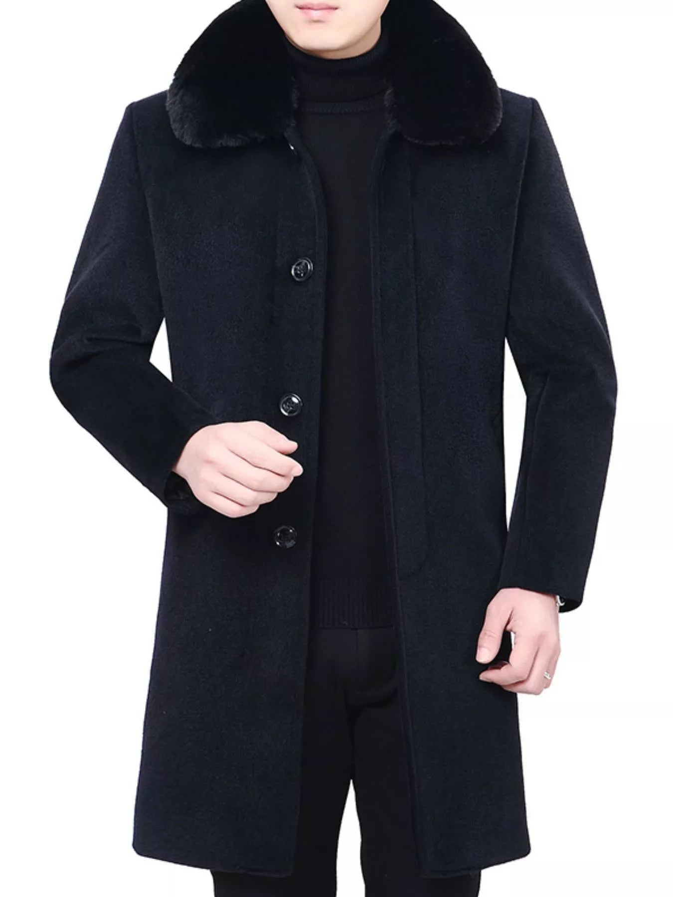 Men's Fur Collar Button - Up Overcoat Wear It Your Way – Classic Warmth, Modern Edge - My Wear Clothing Co