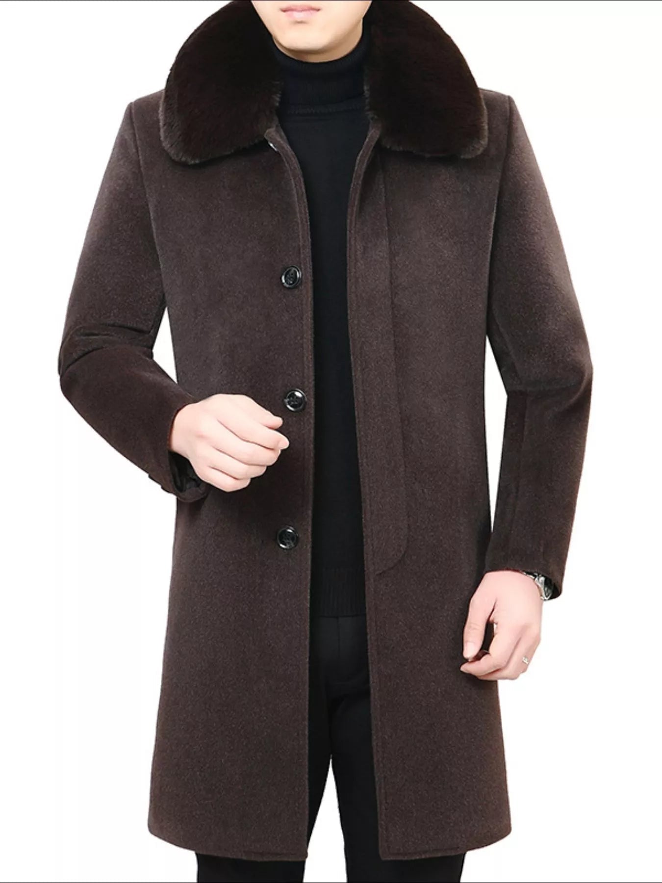 Men's Fur Collar Button - Up Overcoat Wear It Your Way – Classic Warmth, Modern Edge - My Wear Clothing Co