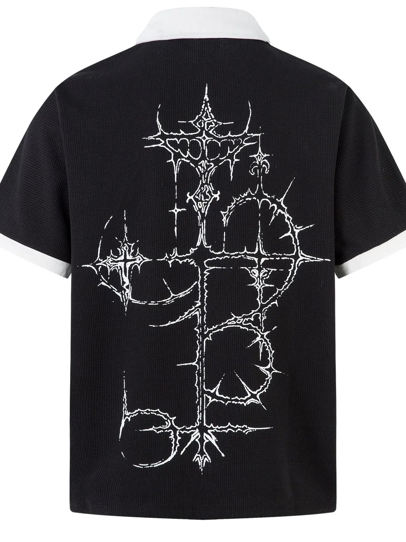 Men's Gothic Cross Graphic Contrast Collar Polo - My Wear Clothing Co