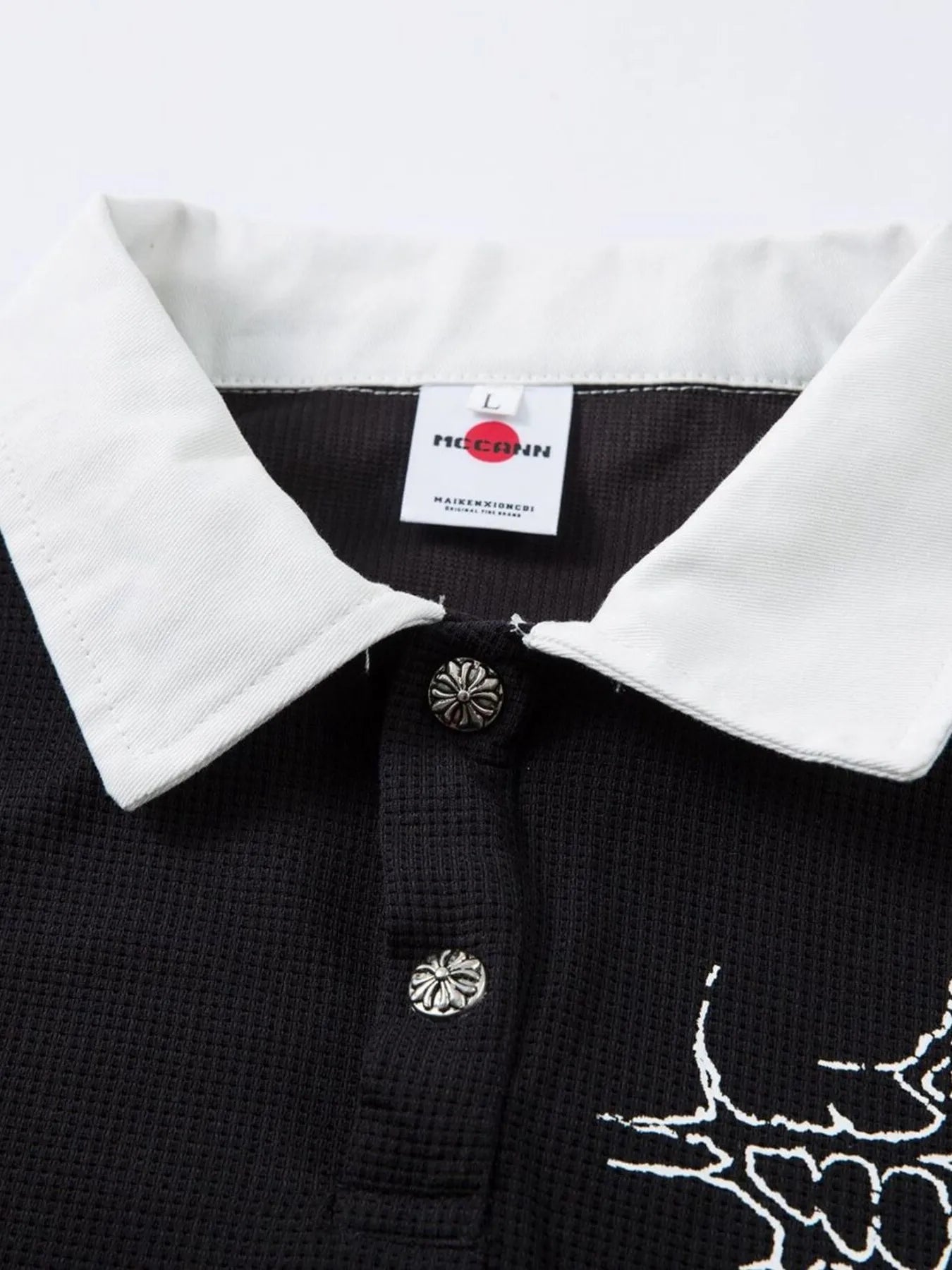 Men's Gothic Cross Graphic Contrast Collar Polo - My Wear Clothing Co